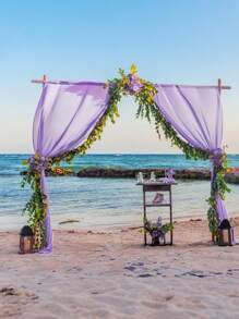 SHEIN 1 件梦幻紫色婚礼拱门窗帘布背景布，婚礼背景装饰，雪纺窗帘背景，适用于生日、派对、婚宴装饰、家居装饰 - 紫色 - 查看 6