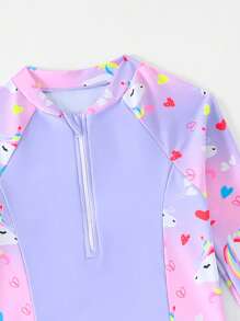 Young Girls Camisole Bikini, Printed Random Floral Two-Piece Swimsuit Swim Suit For Girls Long Sleeve Girls Swimwear Long Sleeve Kids Swimsuit Long Sleeve Girls Long Sleeve Swim Suits Long Sleeve Girls Swimsuit Girl Baby Sunicorn Rash Guard Swimsuits 2 Pieces Bathing Suit UPF 50+ Summer Swimwear Size 4-8Y - Multicolor - View 3