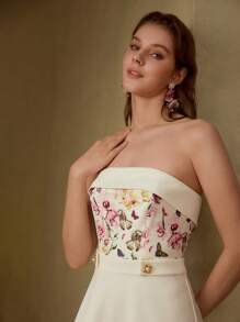 MOTF PREMIUM BUTTERFLY AND FLORAL PRINT FOLDOVER TUBE COCKTAIL DRESS - Multicolor - View 6