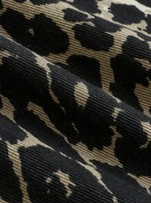 13 岁及以上青少年中性豹纹修身直筒牛仔裤，百搭经典 5 口袋款式，松紧腰带，拉链和纽扣闭合，适合音乐节、街头服饰、休闲、复古、街头风格，全年穿着