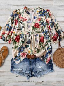 SHEIN LUNE Chemise d'été décontractée de vacances pour femme grande taille