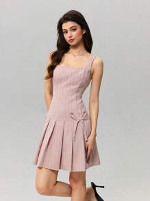 SHEIN MOD Women Pink Striped Spaghetti Strap Summer Dress