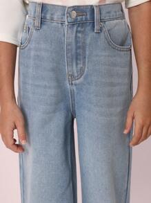 SUMWON Wide Leg Turnup Jeans High Waisted Boyfriend Style Baggy Relaxed Fit Street Style Fashion Autumn Winter Spring Denim - Blue - View 6