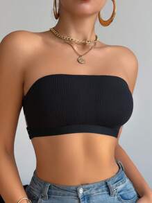 NudeFit Strapless Solid Color Cross-Back Bandeau Bra