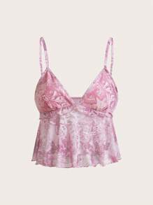 SHEIN ICON Summer Holiday Casual Butterfly Print Strap Top - Dusty Pink - View 1