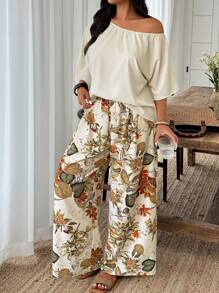 Weeklong Set de 2 piezas con estampado aleatorio para vacaciones en talla grande