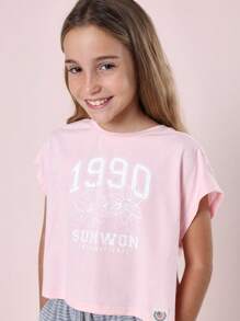 SUMWON Conjunto estilo universitario a juego de verano con mariposas, que incluye top corto y shorts de estar en casa, outfit casual de moda primaveral de deporte internacional