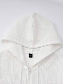 Manfinity Homme Plus Size Men's Solid Color Pocket Zipper Hoodie Sweatshirt, Fall