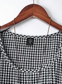 Linhara Plus Size Women's Round Neck Plaid Cap Sleeve Shirt And Elastic Waist Wide Leg Pants Two Pieces Casual Outfit, For Spring Summer