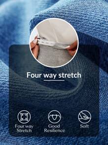 SHEIN Maternity Adjustable Waist Oblique Pocket Bodycon Denim Mid Skirt, Summer - Medium Wash - View 7