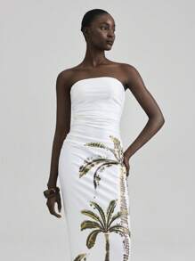 Ontre Robe d'été 2025 pour femmes avec imprimé palmier, convient pour le Jour de l'Indépendance, la plage, les vacances, la remise des diplômes, le bureau, la plage, les vacances, le thé, les fêtes, les vacances, le style casual, le style rétro vintage