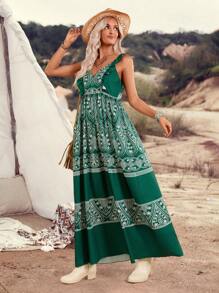 LanaWest Vestido con estampado floral y volante en el bajo para mujer, ideal para vacaciones