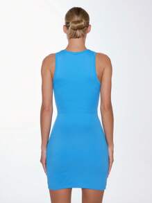 MUSERA ESSENTIALS Vestido mini de Body ceñido de tipo slinky con cuello racer para conciertos en Ibiza y vacaciones