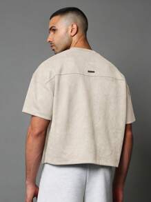 SUMWON Camiseta de manga corta cuello crew de ajuste boxy esencial, de lujo, diseño minimalista para uso en casa, calle o deporte