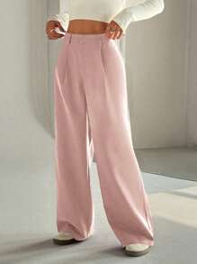 SHEIN PETITE Pantaloni morbidi e ampi di alta gamma con design vintage alla moda e di per il 2025