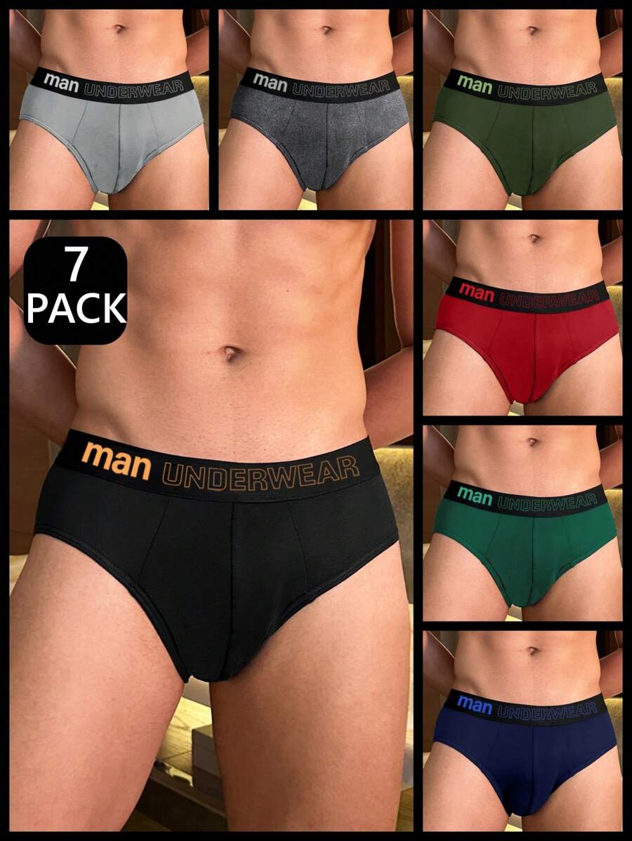 SHEIN 7件套男士简约时尚内裤三角裤，适合夏季 - 彩色 - 查看 1