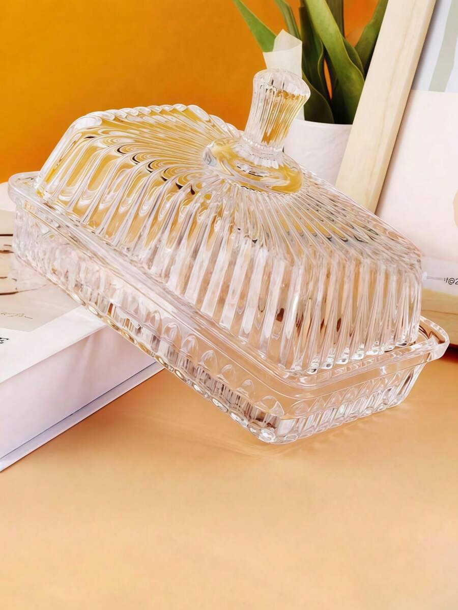 Zazumi Clear Glass Food Storage Container With Lid, Airtight Butter Dish, Snack Tray, Fruit Bowl, Salad Plate & Cheese Box, Reusable Kitchenware For Home, Party, Meal Prep Essentials - transparent - View 1