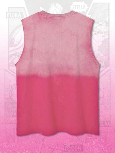 Winx Club X ROMWE Camiseta de tirantes con cuello redondo, diseño retro de dibujos animados degradados, marca de moda, para verano