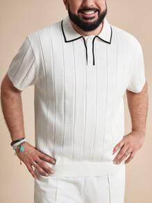 EASEVO Camiseta casual de punto de manga corta y acanalada para hombres de talla grande