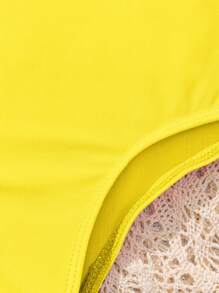 SHEIN Babygirl Pink Ruffle Trim One-Piece Swimsuit, Summer - Yellow - View 3