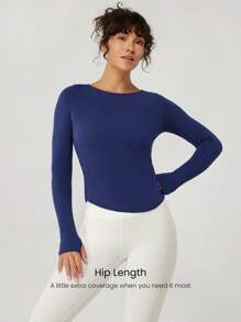 GLOWMODE Tencel™ 莫代尔后背打结长袖 T 恤 - Dark Blue - 查看 2