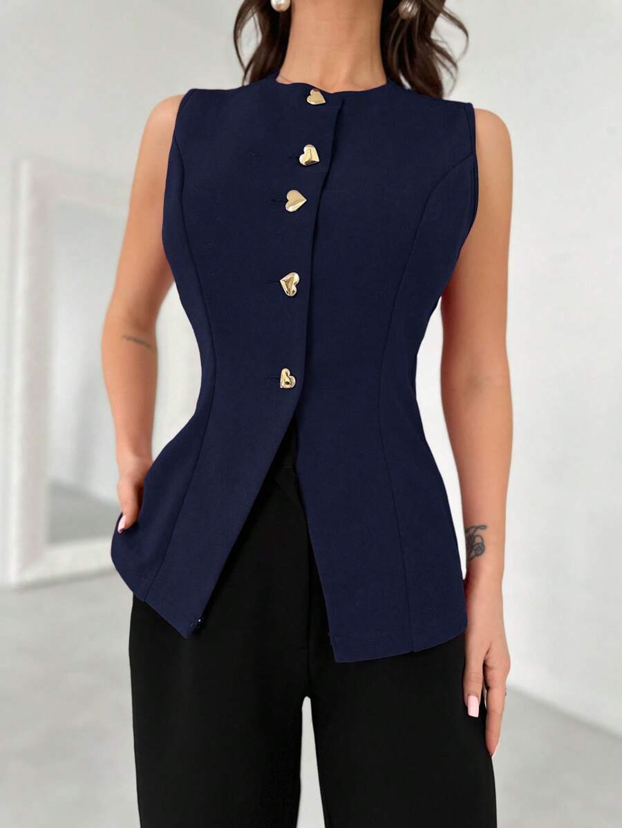 Firerie Women's Elegant Heart Metal Decor Lightweight Jacket, Spring/Summer New Arrival