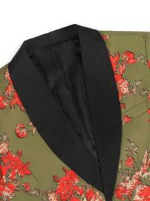 Calvornis Chaqueta de traje formal con ajuste ceñido y estampado para hombre, traje de moda para artista de escenario/cantante, versátil y casual - Rojo - Ver 6