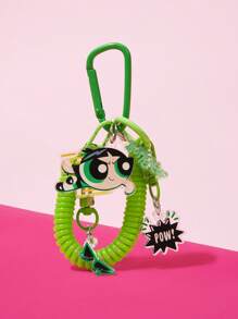 THE POWERPUFF GIRLS X SHEIN 1 个绿色泡泡和太阳镜图案吊坠电话线，1 个绿色 D 形环钥匙扣 - 綠色 - 查看 1