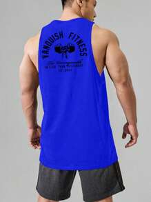 Manfinity Sport Corelite Men's Casual Letter Print Sleeveless Sports Tank Top, Summer - Blue - View 2