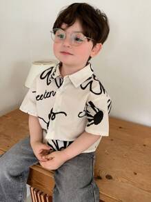 Hapijoa Toddler Boys Summer Floral All-Over Print Short Sleeve Top - White - View 7