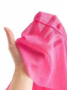 Anewsta 女士优雅挂脖褶皱连体网眼金属链套 - 西瓜粉 - 查看 10