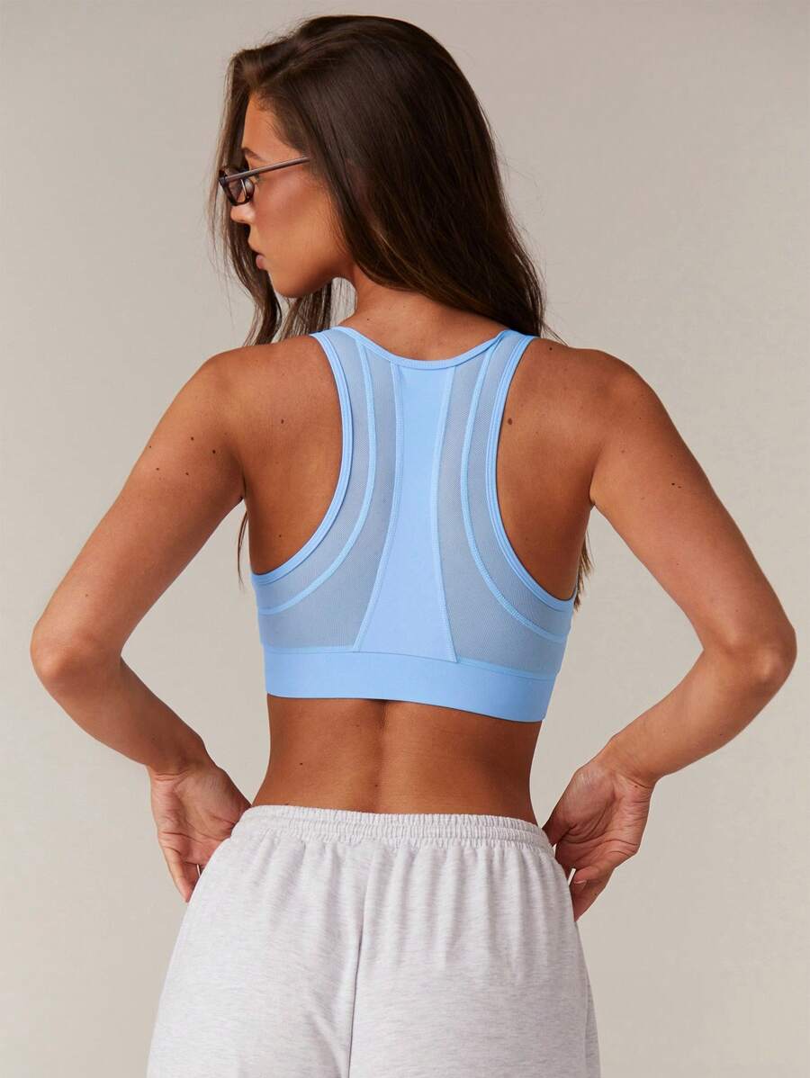 Athîral Damen Reißverschluss-Vorderseite,runder Ausschnitt Sommer Sportbra