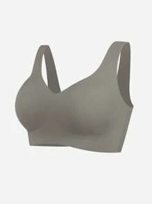 SHEIN 1pc Women Seamless Bra, Wire-Free Supportive Everyday Simple Comfortable Camisole Bra