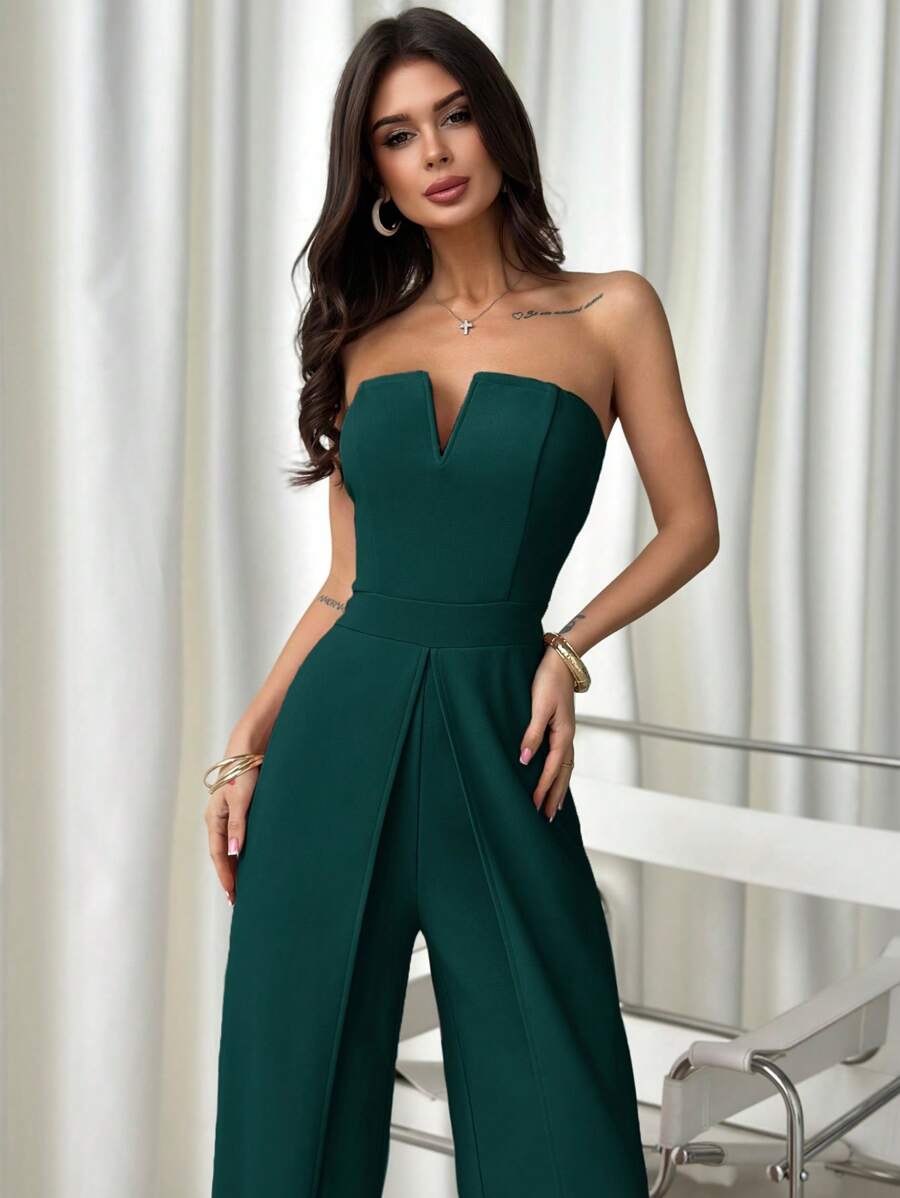 Firerie 女士优雅、浪漫、时尚通勤性感优雅风格连体裤，适合派对、度假、返校、浪漫约会和婚礼、生日 - 墨綠色 - 查看 1