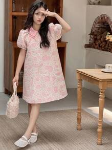 DAZY Tween Girl Fall Party Dress, Back To School Clothes - Black and White - View 4