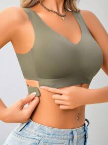 NudeFit 1 pieza Sujetador bandeau sin acolchado, elegante, transpirable y cómodo con espalda cruzada para mujer