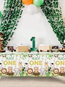 1pc/3pcs Animal 1st Birthday Party Disposable PE Tablecloth Plastic Waterproof Table Cover For Jungle Animal One Year Old Birthday Party Decorations Supplies Home Party Table Ornaments - Multicolor - View 7