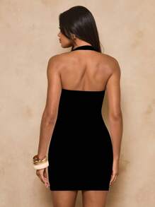 SHEIN BAE Women's Floral Print Mini Dress, Suitable For Vacation/Summer Floral Print Dress/Beach Vacation Dress,Bodycon Dress Chic Dress - White - View 3