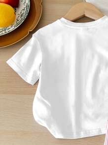 SHEIN Happikins 2pcs/Set Baby Girls Bow Decor Casual Home Wear T-Shirt And Shorts Set, Suitable For Summer - Multicolor - View 3