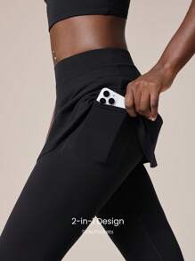 GLOWMODE 24" FeatherFit™ Skirting Around 2-in-1 Skirted Leggings With Pocket - Black - View 3