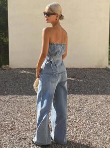 DAZY 夏季新款毕业休闲牛仔女童女式牛仔套装 - 藍色 - 查看 2