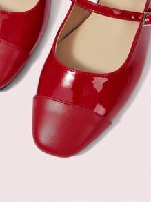 CUCCOO DOLLMOD Women's Stylish Red Mary Jane Slingback Shoes, Simple Casual Comfortable For Commute, Date, Party, Holiday