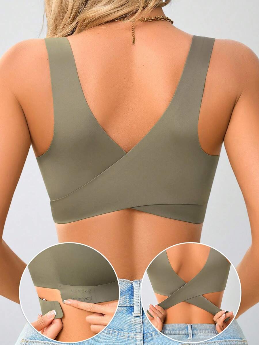 NudeFit 1 pieza Sujetador bandeau sin acolchado, elegante, transpirable y cómodo con espalda cruzada para mujer