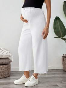 SHEIN Pantalones capri blancos slim fit para maternidad