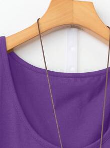 EMERY ROSE 大码女式黑色蕾丝拼布吊带背心 - 紫色 - 查看 6