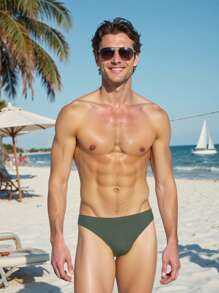 CoralVoy Bañador de unicolor para hombre, pantalones de baño casuales para playa y vacaciones - Marrón - Ver 4