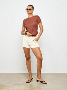 AiiRZ Camiseta corta de manga corta de verano esencial básica casual de uso diario, de punto ajustado para bebé - Marrón - Ver 3