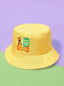 SCOOBY-DOO X SHEIN Cartoon Pattern Reversible Bucket Hat - Yellow - View 2