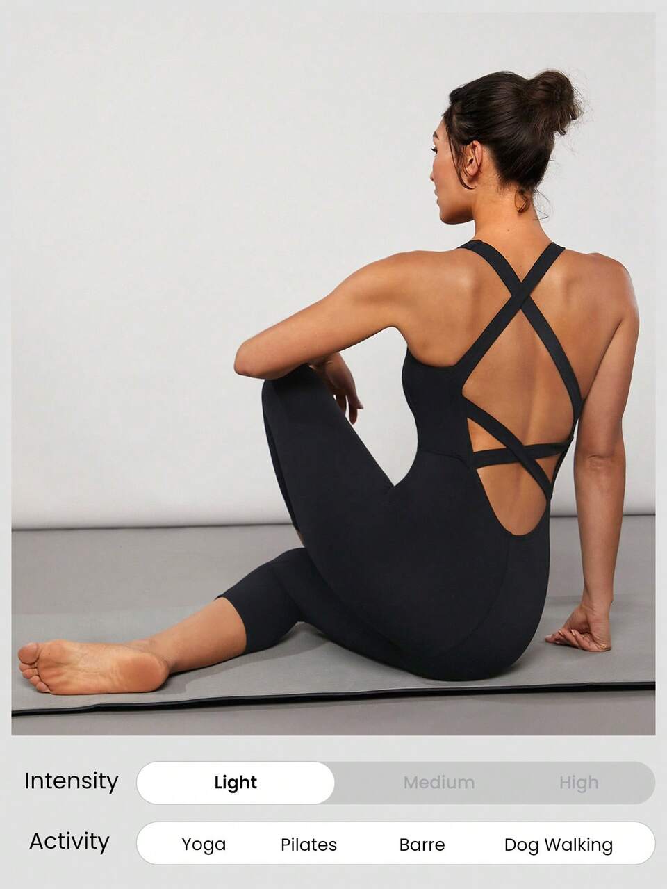 17" FeatherFit™ Go Figure Tummy Control Criss-Cross Jumpsuit Low Impact Yoga Pilates Studio