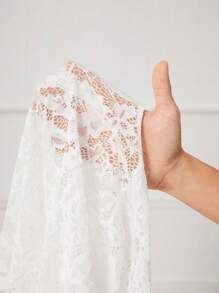 SHEIN Lady Women's Cropped Lace Jacket In Fall/Winter - White - View 8